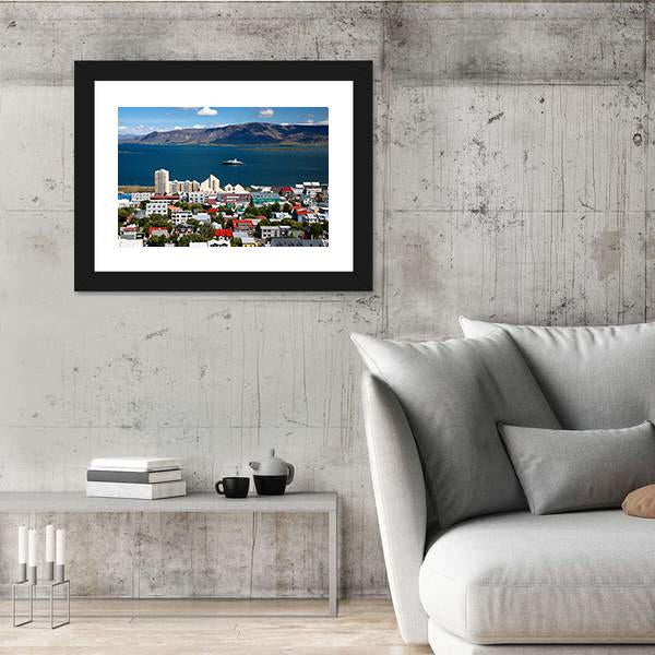 view of Reykjavik In Iceland Canvas Wall Art-3 Horizontal-Gallery Wrap-25" x 16"-Tiaracle