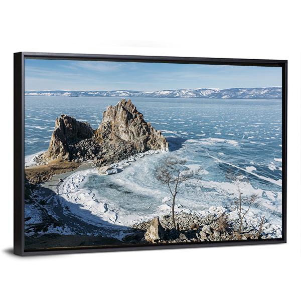 View Of Rock Formations On Lake Baikal Canvas Wall Art-3 Horizontal-Gallery Wrap-25" x 16"-Tiaracle