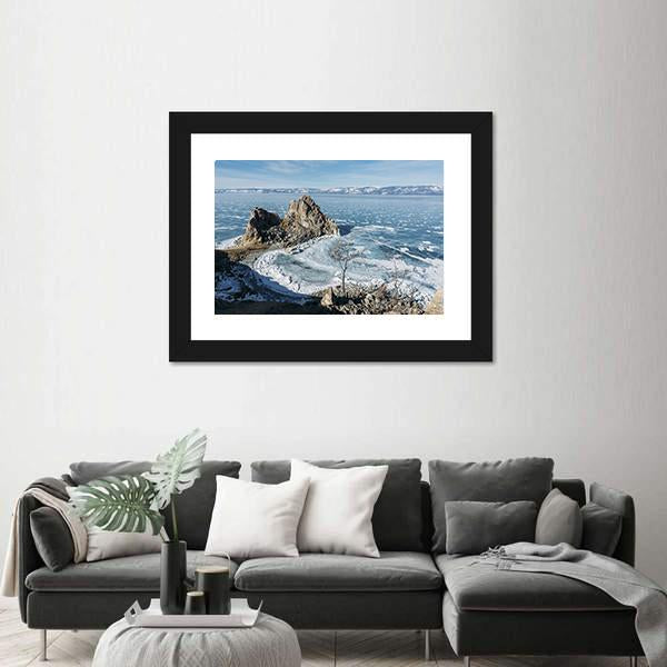 View Of Rock Formations On Lake Baikal Canvas Wall Art-3 Horizontal-Gallery Wrap-25" x 16"-Tiaracle