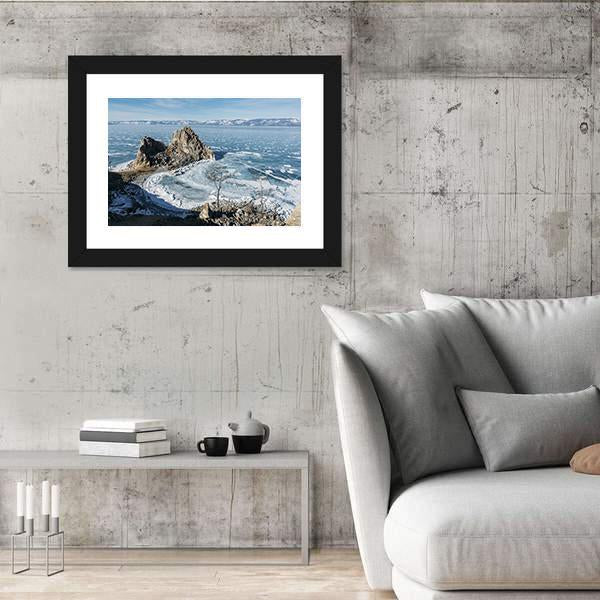 View Of Rock Formations On Lake Baikal Canvas Wall Art-3 Horizontal-Gallery Wrap-25" x 16"-Tiaracle