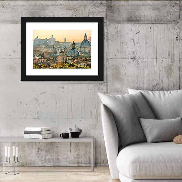 View Of Rome From Castel Sant'Angelo Italy Canvas Wall Art-3 Horizontal-Gallery Wrap-25" x 16"-Tiaracle