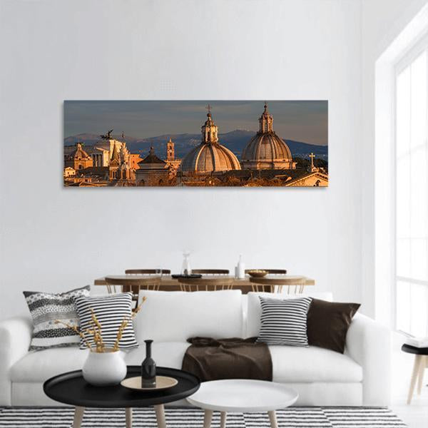 View Of Rome Historic Center Panoramic Canvas Wall Art-1 Piece-36" x 12"-Tiaracle
