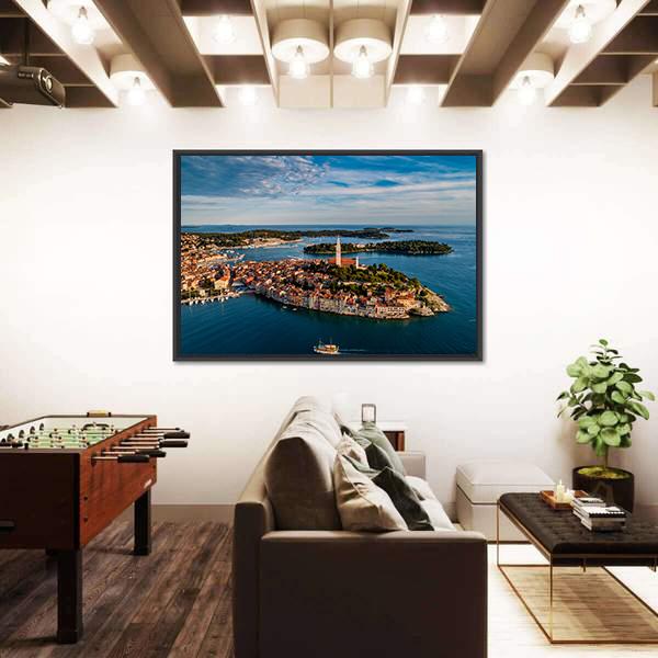 View Of Rovinj City At Sunset Canvas Wall Art-3 Horizontal-Gallery Wrap-25" x 16"-Tiaracle