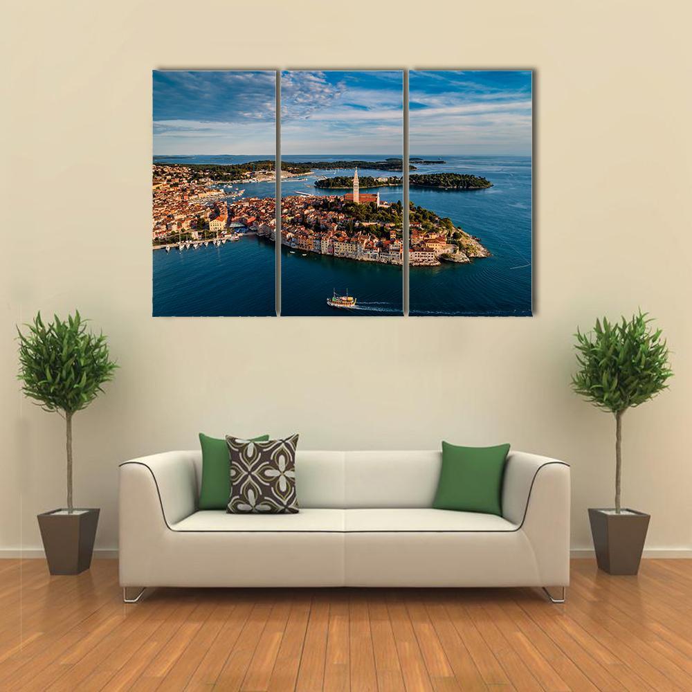 View Of Rovinj City At Sunset Canvas Wall Art-3 Horizontal-Gallery Wrap-37" x 24"-Tiaracle