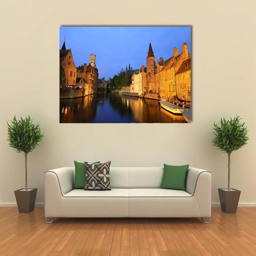 View Of Rozenhoedkaai In Brugge Canvas Wall Art-1 Piece-Gallery Wrap-48" x 32"-Tiaracle