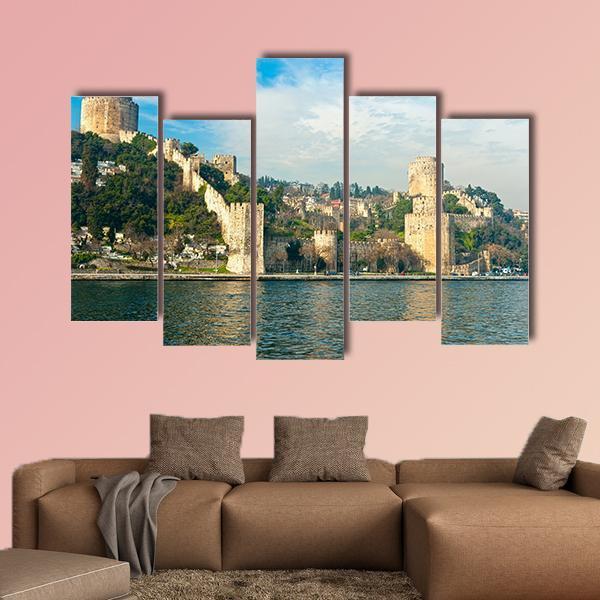 View of Rumeli Fortress In Istanbul Turkey Canvas Wall Art-5 Pop-Gallery Wrap-47" x 32"-Tiaracle
