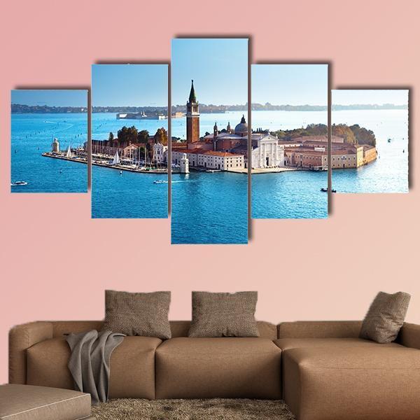 View Of San Giorgio Island In Venice Canvas Wall Art-5 Star-Gallery Wrap-62" x 32"-Tiaracle