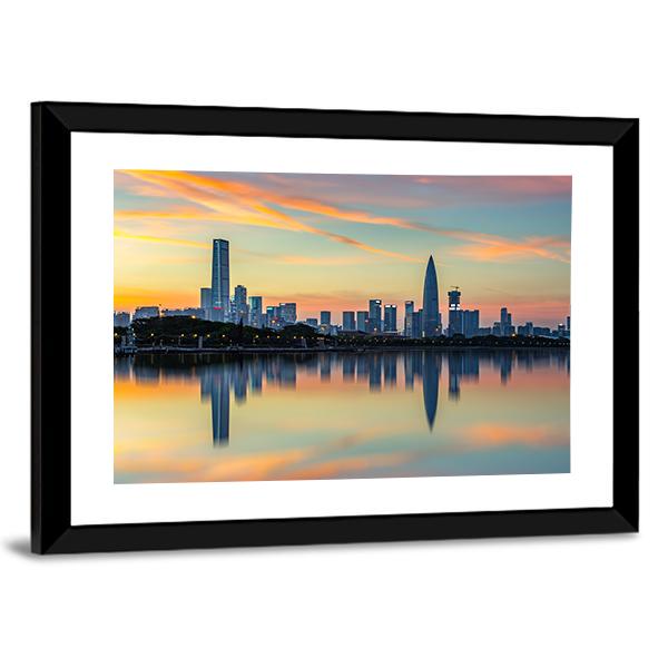 View Of Shenzhen Bay Houhai Canvas Wall Art-3 Horizontal-Gallery Wrap-25" x 16"-Tiaracle