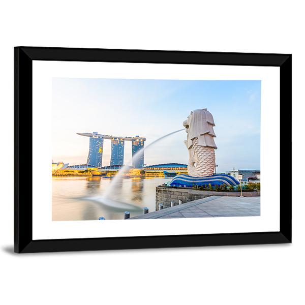 View Of Singapore Skyline Canvas Wall Art-5 Horizontal-Gallery Wrap-22" x 12"-Tiaracle