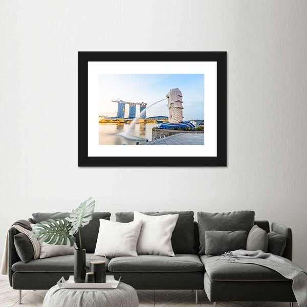 View Of Singapore Skyline Canvas Wall Art-3 Horizontal-Gallery Wrap-25" x 16"-Tiaracle