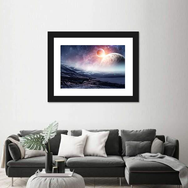 View Of Space Planets Canvas Wall Art-5 Horizontal-Gallery Wrap-22" x 12"-Tiaracle