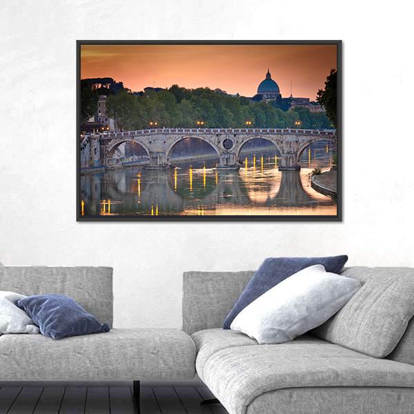 View Of St Peter's Basilica Canvas Wall Art-3 Horizontal-Gallery Wrap-25" x 16"-Tiaracle