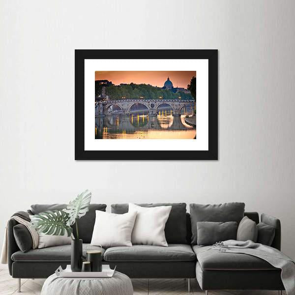 View Of St Peter's Basilica Canvas Wall Art-3 Horizontal-Gallery Wrap-25" x 16"-Tiaracle