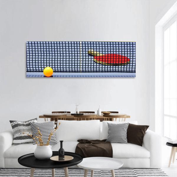 View Of Table Tennis Panoramic Canvas Wall Art-1 Piece-36" x 12"-Tiaracle