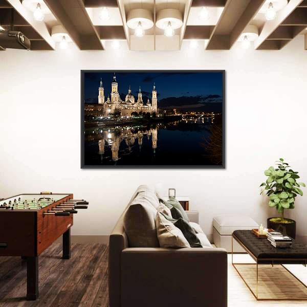 View Of The Basilica Cathedral Of Our Lady Of The Pillar Canvas Wall Art-5 Horizontal-Gallery Wrap-22" x 12"-Tiaracle