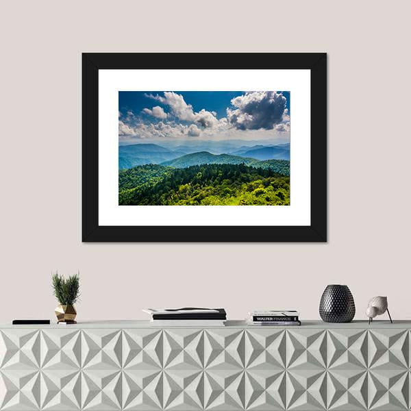 View Of The Blue Ridge Mountains Canvas Wall Art-1 Piece-Framed Print-20" x 16"-Tiaracle
