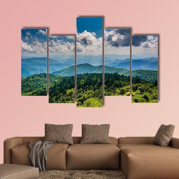 View Of The Blue Ridge Mountains Canvas Wall Art-5 Pop-Gallery Wrap-47" x 32"-Tiaracle