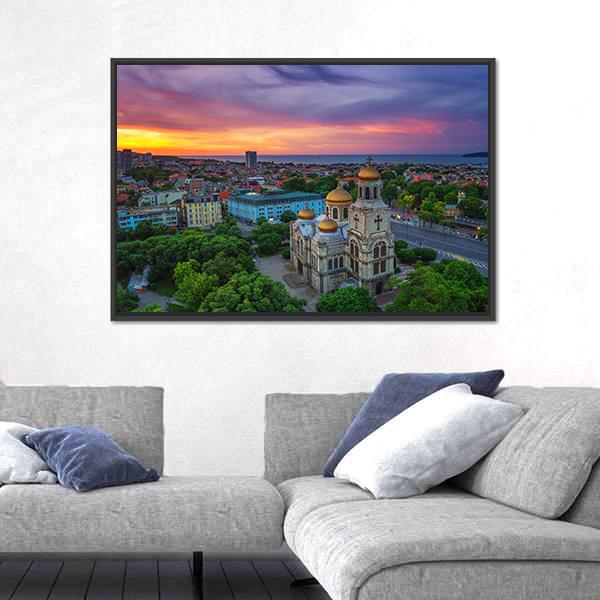 View Of The Cathedral Of Assumption In Varna Canvas Wall Art-3 Horizontal-Gallery Wrap-25" x 16"-Tiaracle