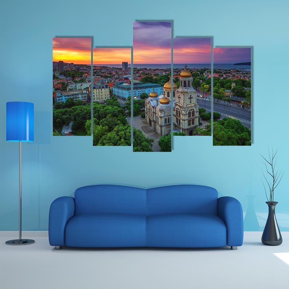 View Of The Cathedral Of Assumption In Varna Canvas Wall Art-5 Pop-Gallery Wrap-47" x 32"-Tiaracle