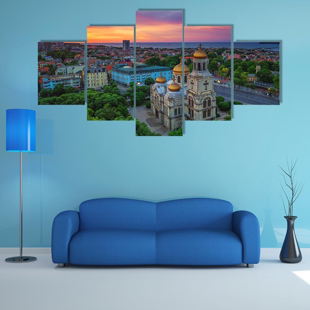 View Of The Cathedral Of Assumption In Varna Canvas Wall Art-5 Star-Gallery Wrap-62" x 32"-Tiaracle
