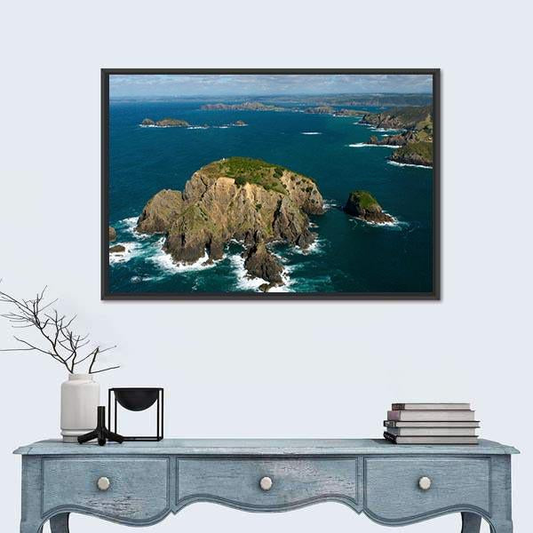 View Of The Cavalli Islands Canvas Wall Art-1 Piece-Floating Frame-24" x 16"-Tiaracle