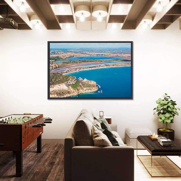 View Of The Coast Poetto In Cagliari Canvas Wall Art-3 Horizontal-Gallery Wrap-25" x 16"-Tiaracle