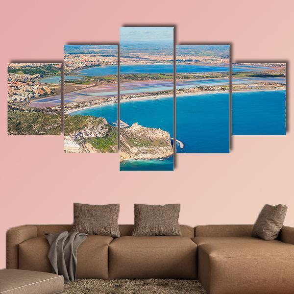 View Of The Coast Poetto In Cagliari Canvas Wall Art-5 Star-Gallery Wrap-62" x 32"-Tiaracle