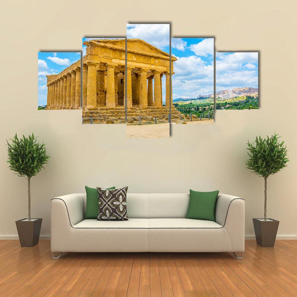 View Of The Concordia Temple Canvas Wall Art-5 Star-Gallery Wrap-62" x 32"-Tiaracle
