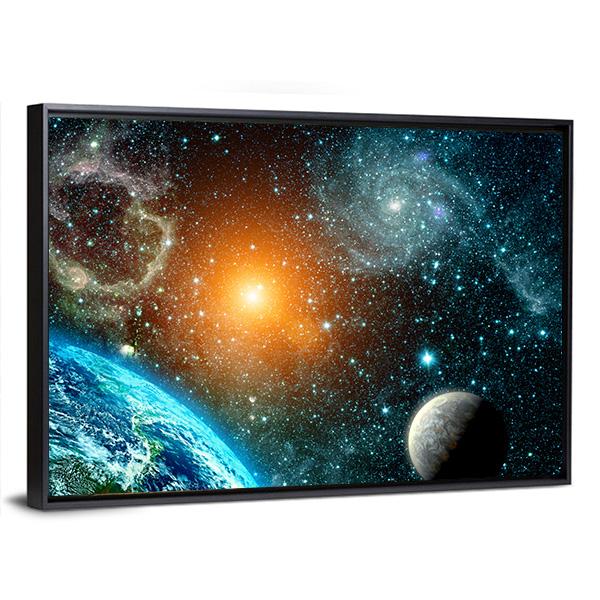 View Of The Earth From Space Canvas Wall Art-3 Horizontal-Gallery Wrap-25" x 16"-Tiaracle