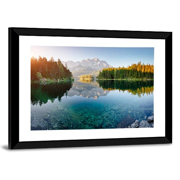 View Of The Famous Lake Eibsee Canvas Wall Art-5 Horizontal-Gallery Wrap-22" x 12"-Tiaracle