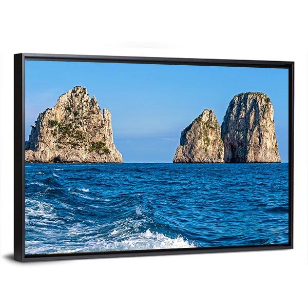 View Of The Faraglioni Rocks Canvas Wall Art-3 Horizontal-Gallery Wrap-25" x 16"-Tiaracle