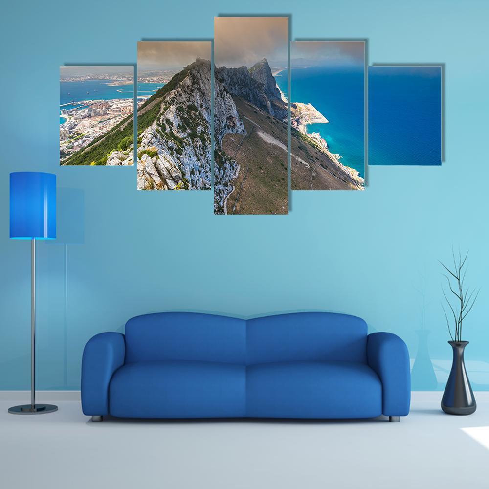 View Of The Gibraltar Rock Canvas Wall Art-5 Star-Gallery Wrap-62" x 32"-Tiaracle