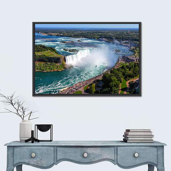 View Of The Horseshoe Fall Canvas Wall Art-1 Piece-Floating Frame-24" x 16"-Tiaracle