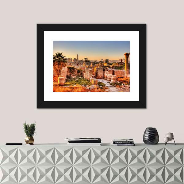 View Of The Karnak Temple In The Evening Canvas Wall Art-1 Piece-Framed Print-20" x 16"-Tiaracle