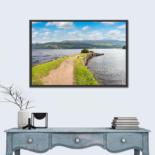 View Of The Loch Ness In Scotland Canvas Wall Art-1 Piece-Floating Frame-24" x 16"-Tiaracle