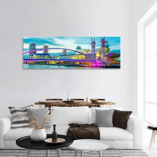 View Of The Lowry Theater In Manchester Panoramic Canvas Wall Art-1 Piece-36" x 12"-Tiaracle