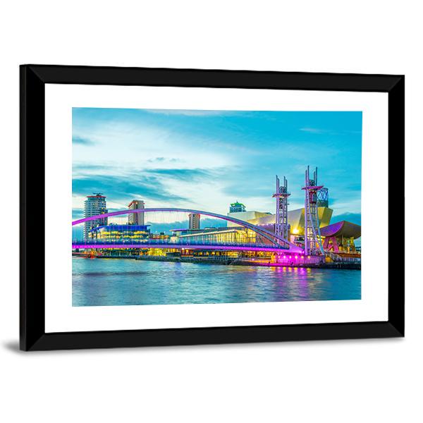 View Of The Lowry Theater In Manchester Panoramic Canvas Wall Art-1 Piece-36" x 12"-Tiaracle