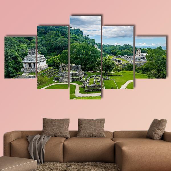 View Of The Mayan Ruins Of Palenque Canvas Wall Art-5 Star-Gallery Wrap-62" x 32"-Tiaracle
