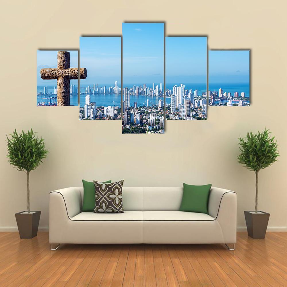 View Of The Modern Part Of Cartagena Canvas Wall Art-5 Star-Gallery Wrap-62" x 32"-Tiaracle