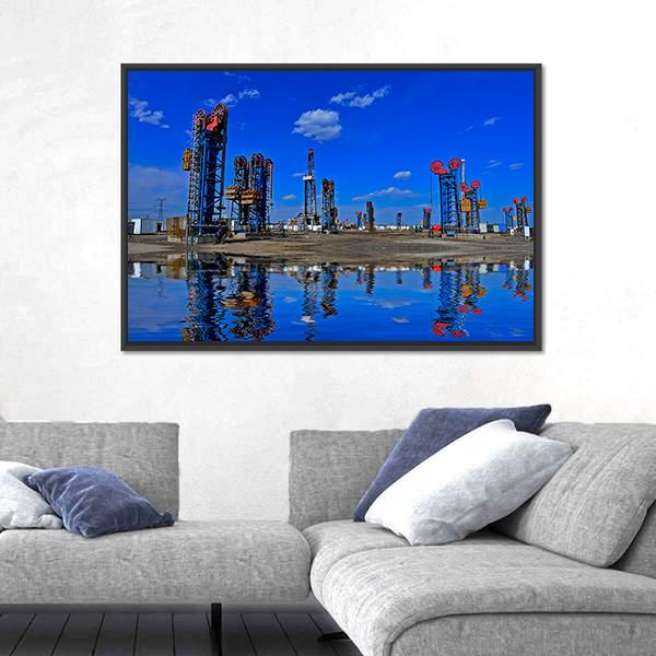 View Of The Oil Pump Canvas Wall Art-3 Horizontal-Gallery Wrap-25" x 16"-Tiaracle
