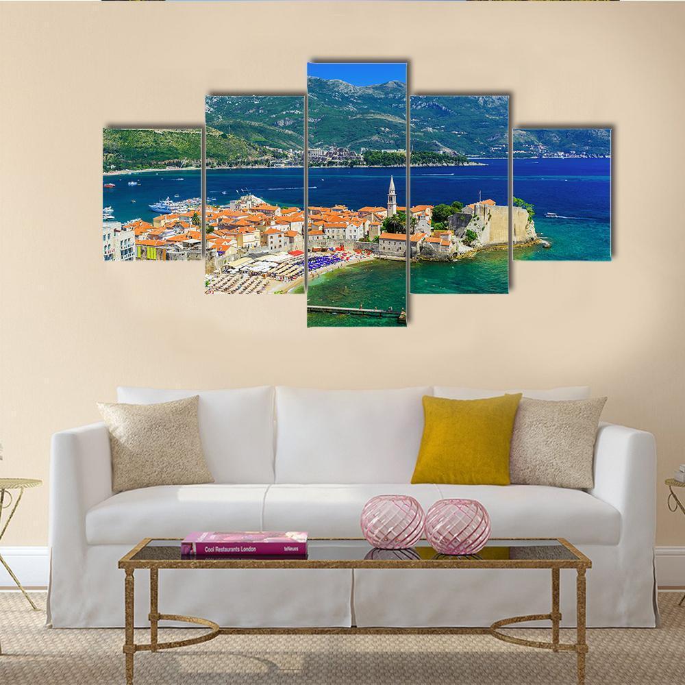 Old Town Budva Montenegro Canvas Wall Art-5 Star-Gallery Wrap-62" x 32"-Tiaracle