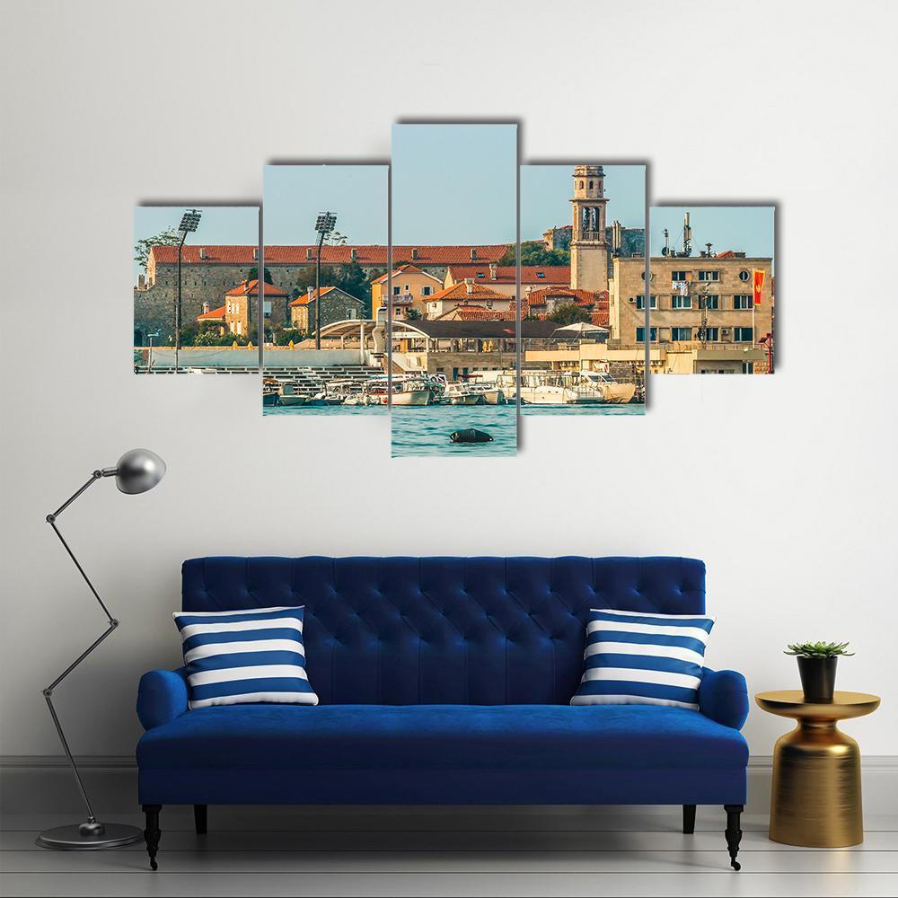 View Of The Old Town From The Side Of Budva Canvas Wall Art-5 Star-Gallery Wrap-62" x 32"-Tiaracle
