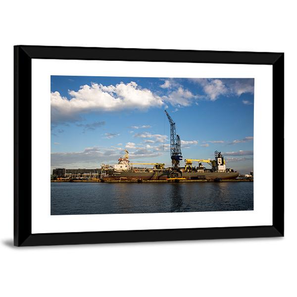 View Of The Port Of Amsterdam Canvas Wall Art-3 Horizontal-Gallery Wrap-25" x 16"-Tiaracle