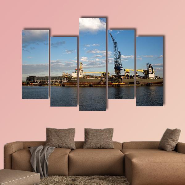 View Of The Port Of Amsterdam Canvas Wall Art-5 Pop-Gallery Wrap-47" x 32"-Tiaracle