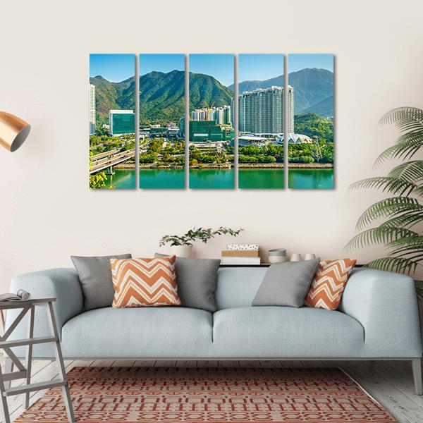 View Of Tung Chung District Of Hong Kong Canvas Wall Art-5 Horizontal-Gallery Wrap-22" x 12"-Tiaracle