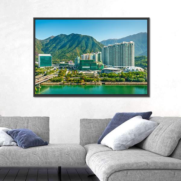 View Of Tung Chung District Of Hong Kong Canvas Wall Art-5 Horizontal-Gallery Wrap-22" x 12"-Tiaracle