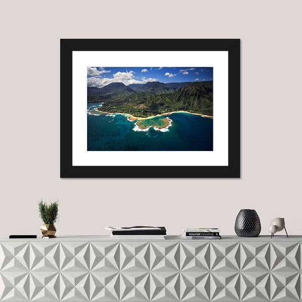 View Of Tunnels Beach Canvas Wall Art-1 Piece-Framed Print-20" x 16"-Tiaracle