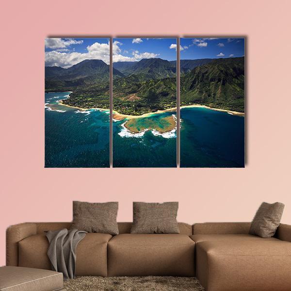 View Of Tunnels Beach Canvas Wall Art-3 Horizontal-Gallery Wrap-37" x 24"-Tiaracle