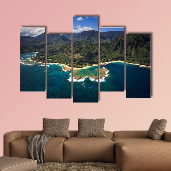 View Of Tunnels Beach Canvas Wall Art-5 Pop-Gallery Wrap-47" x 32"-Tiaracle
