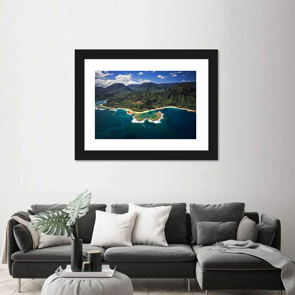 View of Tunnels Beach Panoramic Canvas Wall Art-1 Piece-36" x 12"-Tiaracle